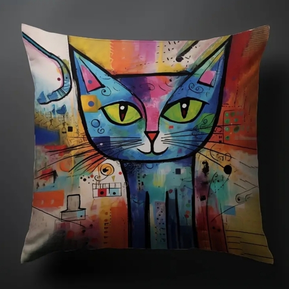 New!  POP CAT Print cushion Cover - Picture 4 of 7